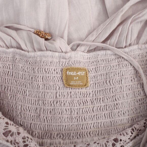 Free People Free Est Whisper Waves Mini Dress Tiered Smocked Lace S NWD 284428 - Picture 8 of 9